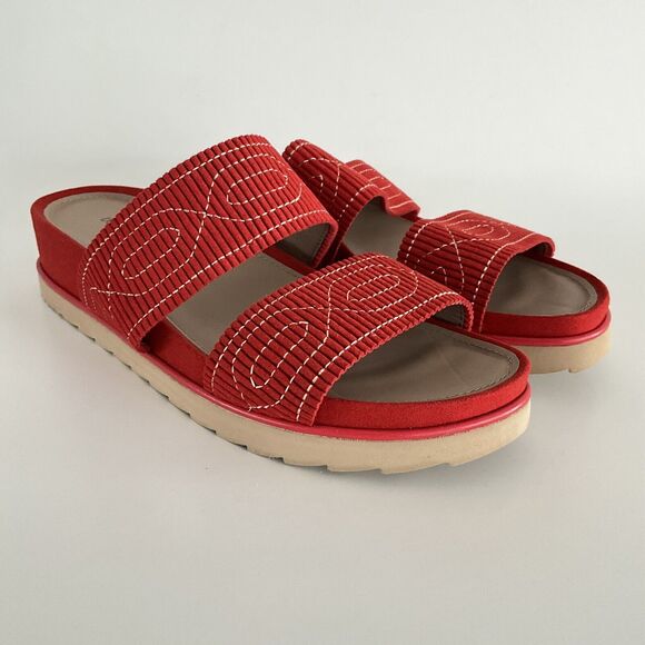 Donald Pliner Sandals Women 8.5M Red Cait Double Strap Open-toe Wedge - Picture 12 of 12